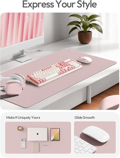 YSAGi Leather Desk Pad Protector, Office Desk Mat, Large Mouse Pad, Non-Slip PU Leather Desk Blotter, Laptop Desk Pad, Waterproof Desk Writing Pad for Office and Home (Grayish Lavender,55" x 24")
