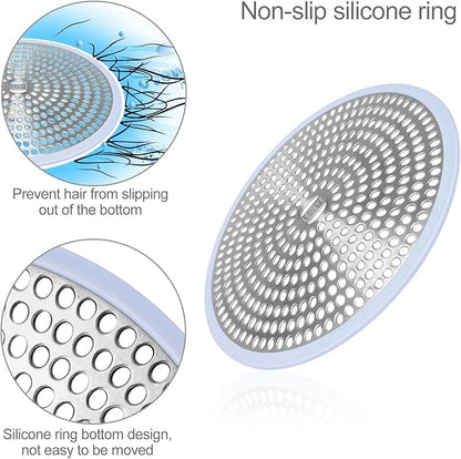 LEKEYE Shower Drain Hair Catcher | Strainer | Shower Stall Drain Cover | Bathroom Drain Protector Stainless Steel and Silicone(Light Blue)