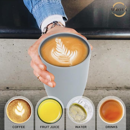 Wrova Wheat Straw Cups 8 PCS Good Alternative to Plastic Reusable Cups 20 oz Unbreakable Drinking Cup Reusable Dishwasher Safe Water Plastic Glasses Light Grey