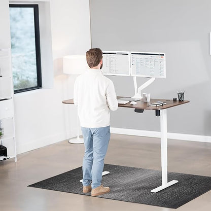 VIVO Electric 63 x 32 in Rustic Standing Desk, Memory Height Adjustment, 176 lb Frame Support, 2E Series, Vintage Brown Top White Frame, DESK-KIT-2EWN