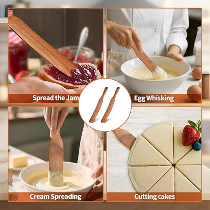 Skinny Wooden Spurtle - Wood Sourdough Spatula for Sourdough Starter，baking & cooking kitchen flour spatula spoon sourdough tools and supplies spurtle spatula icsti cooking spoons spurtle (11 Inches)