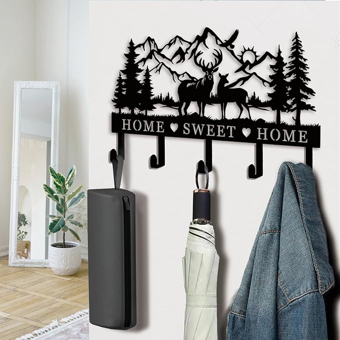 Deer Metal Key Holder for Wall Key Holder Wall Mount Key Rack Wall Mount Key Hooks for Wall Key Hanger