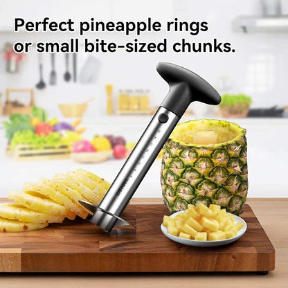 ZAFNAH Pineapple Cutter and Corer Tool, Stainless Steel Pineapple Slicer Peeler, Easy Pineapple Core Remover Eye Removal Tool,ZAFNAH Pelador De Piña (Pineapple corer with Yellow cube cutter)