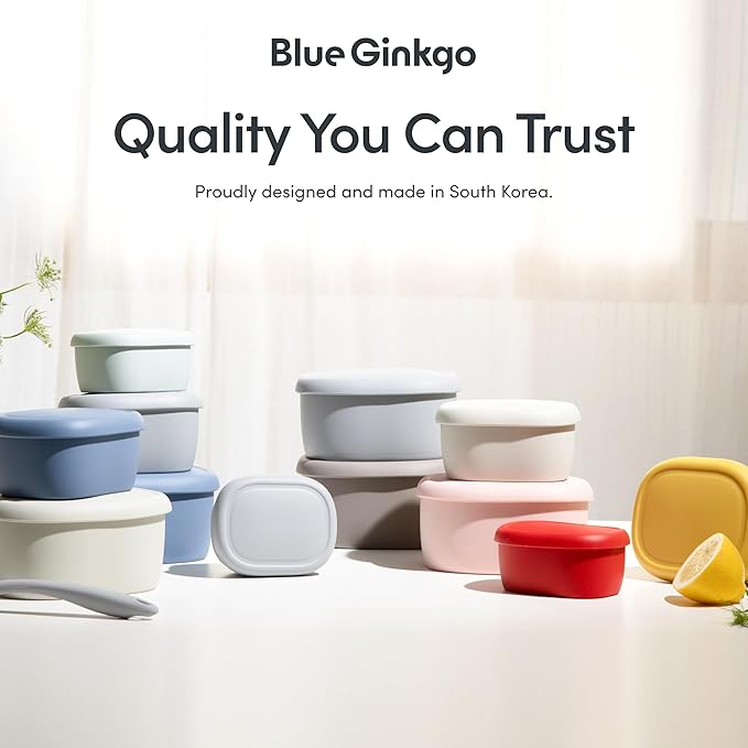 BLUE GINKGO Nesting Silicone Containers - Set of 3 Hard-Shell Silicone Food Storage Containers | BPA Free, Airtight, Dishwasher and Freezer Safe (6.7oz, 10oz, 20oz) - Pink