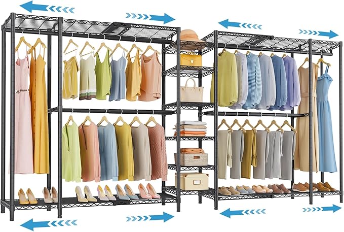 VIPEK X5 Extra Large Expandable Clothes Rack Adjustable from 7'8" to 10'5", Reach-in Closet Metal Clothing Racks Walk-in Freestanding Wardrobe Portable Closets, Black