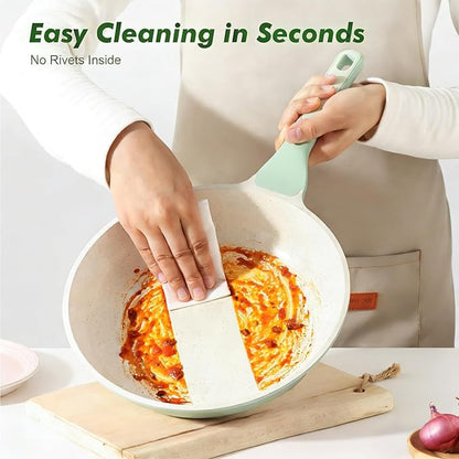 SENSARTE Nonstick Ceramic Frying Pan Skillet, 8 Inch Omelet Pan, Healthy Non Toxic Chef Pan, Induction Egg Pan with Heat Resistant Handle, Dishwasher Safe, PFAS-Free, Green