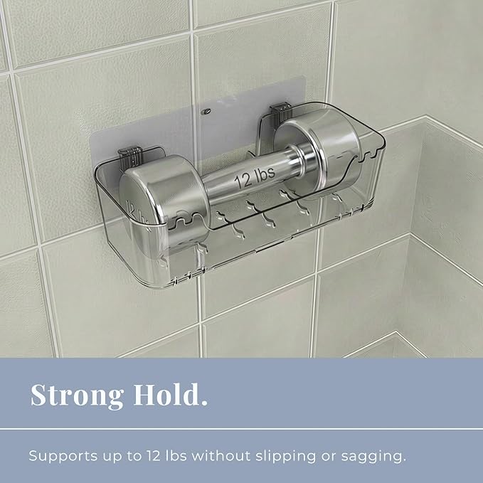 Bath Toy Storage Organizer 2 Pack, Clear Bathtub Toy Storage Holder with Drainage Holes, Quick-Dry Wall Mounted No Drill Bath Toy Holder and Shower Caddy for Kids’ Tub Toys