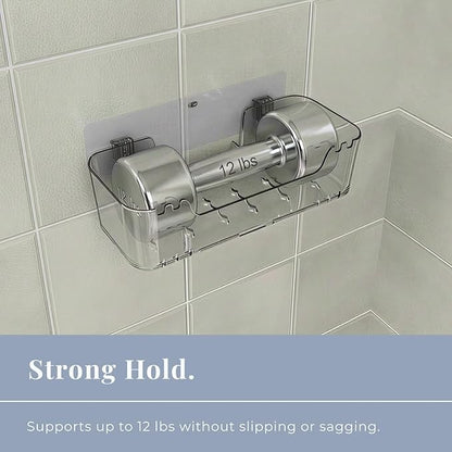 Bath Toy Storage Organizer 2 Pack, Clear Bathtub Toy Storage Holder with Drainage Holes, Quick-Dry Wall Mounted No Drill Bath Toy Holder and Shower Caddy for Kids’ Tub Toys
