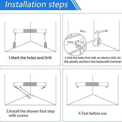 Shower Foot Rest for Shaving Legs, Wall Mounted Brushed Nickel Shower Foot Ledge, Antislip Stainless Steel Bar Foot Ledge for Bathroom