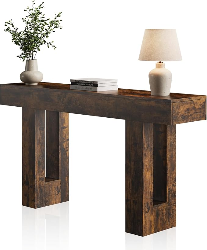 63 Inches Long Console Table for Entryway with Drawers, Wooden Sofa Table Behind Couch, Entry Table for Living Room, Foyer, Hallway, Rustic Brown