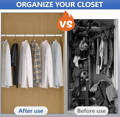 Closet Rod, 17 to 97Inch Closet Rods for Hanging Clothes, Heavy Duty Adjustable Closet Hanging Rod Bar White Closet Poles for Wardrobes, Closet, Bathroom, Windows,1.3 Inch Diameter