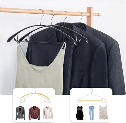 Nature Smile Non Slip PVC Coating Sweater Hangers,Dress Suit Coat Hangers,Wide Shoulder Bump Free Golf T Shirts Clothes Hangers (Black Color 10 Pack)