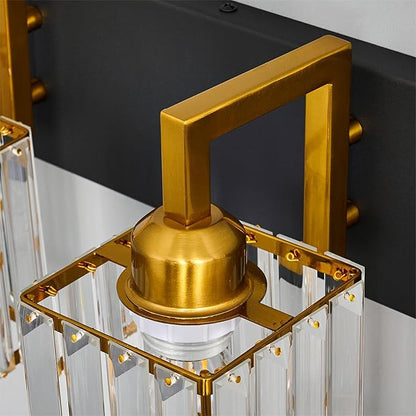 Modern Bathroom Vanity Light 5-Lights Black Gold Crystal Wall Lamp Bathroom Modern Crystal Vanity Lighting