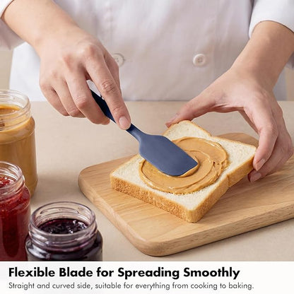3 Pieces Silicone Spatula Set: Ironberry 600ºF Heat Resistant Food Grade Cooking & Baking Utensils, Kitchen Flexible Nonstick Rubber Scraper for Scraping, Mixing, Scrambling, Flipping (Midnight Blue)