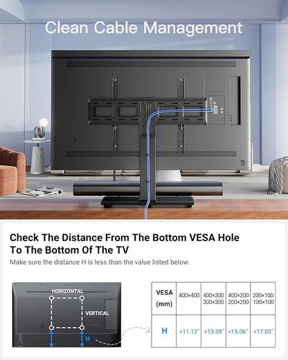 PERLESMITH Universal Swivel TV Stand Legs for 37-75 inch TVs, Height Adjustable Tabletop Mount Holds up to 99lbs, Television Table TV Stands for Livingroom & Bedroom, Universal VESA 600x400mm, PSTVS13