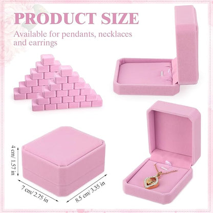Sureio 24 Pcs Velvet Jewelry Gift Boxes Bulk for Necklace Pendant Ring Earring Display Case for Christmas Wedding(Pink)