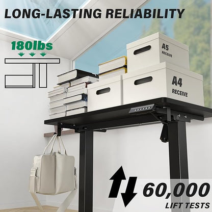 Kingant Standing Desk Height Adjustable Small Electric Stand Up Desks [40 x 20 Inch] - Ergonomic Sit Stand Desk Rising Desks for Home Office Computer Desk Stand Desk Workstation with Cable Management