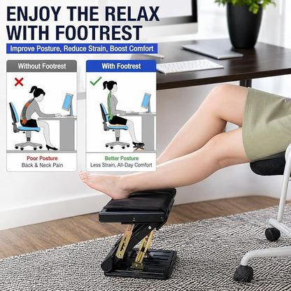Foot Rest for Under Desk at Work 4-Level Height Adjustable, Ergonomic Foldable Footrest for Office, Gaming,Computer, Soft & Removable Pad Desk Foot Stool Suitable for All Seasons(Brown)