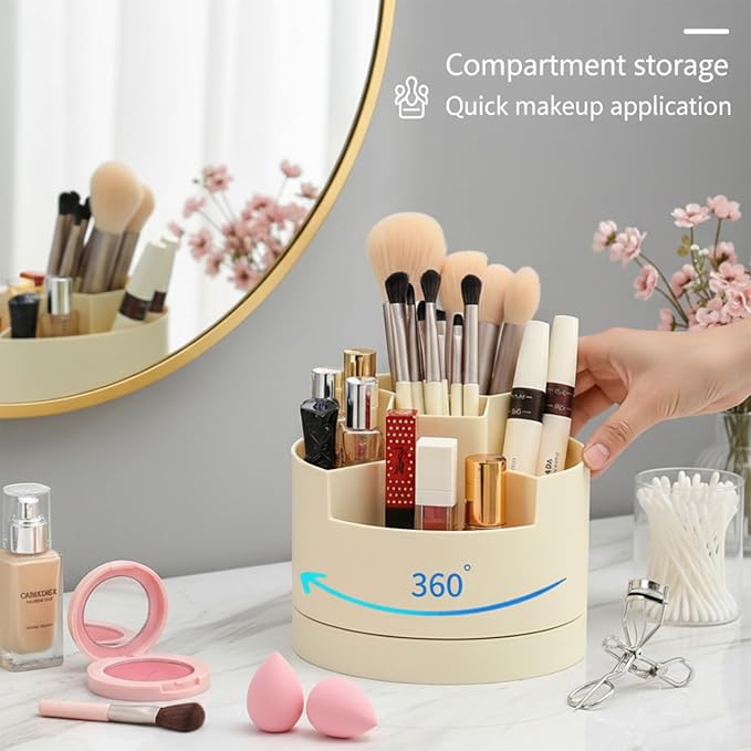 Makeup Organizer with Dual Drawers - Large Capacity Countertop Cosmetic Storage for Skincare Vanity Bathroom