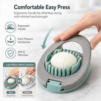 Egg Slicer for Boiled Eggs Strawberry Cutter with Stainless Steel Wire （Green）
