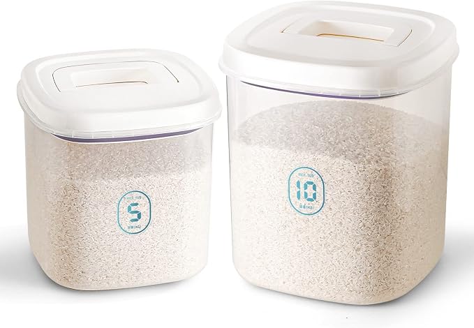 Rice Dispenser,10 Lbs Rice Container Storage with Measuring Cup Food Cereal Container Bins Household for Kitchen Pantry Organization