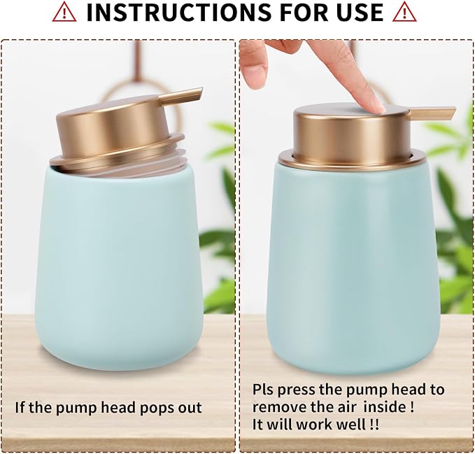 Soap Foaming Dispenser Ceramic with Easy-to-Press Pump Hand Foam Dispenser for Shampoo Bathroom Kitchen 12 oz