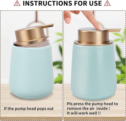 Soap Foaming Dispenser Ceramic with Easy-to-Press Pump Hand Foam Dispenser for Shampoo Bathroom Kitchen 12 oz