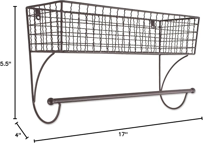 DII Rustic Farmhouse Bathroom Décor, Metal Storage, Large Towel Bar, Rustic
