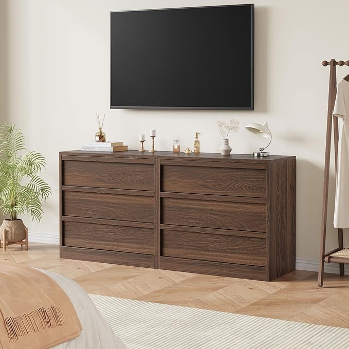 IDEALHOUSE 3 Drawer Nightstand for Bedroom, 30in Tall Small End Side Table with Large Storage & Anti-Tip Design, Modern Bedside Table Organizer for Living Room, Entryway - Walnut
