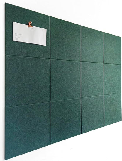 Green Bulletin Board | Large Cork Boards Alternative for Walls | Felt Cork Board for Office, Home & Classroom | Green Office Classroom Supplies | Felt Wall Tiles (12-Pack) | Aurora Green
