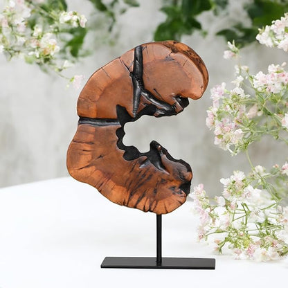 WELLAND Rustic Date Tree Sculpture, Wood Tabletop Sculpture Collectible Decoration for Home Office Decor