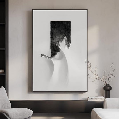 Framed Black and White Abstract Wall Art, Modern Canvas Prints Paintings Artwork for Walls, Minimalist Monochrome Abstract Pictures for Living Room Dining Bedroom Lounge Office Wall Decor 24x36 In