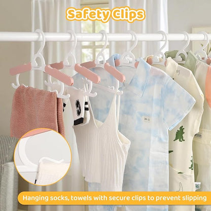 40 Pack Baby Clothes Hangers, 11-15" Adjustable Non-Slip Thickened Kid Hangers for Nursery Closet Toddlers Infant Children to Teenager (Pink)