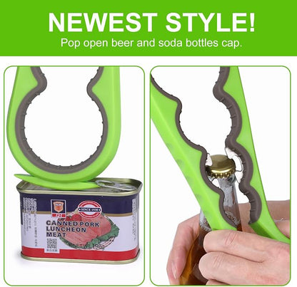 6 in 1 Lids off Jar Opener, Bottle Opener for Weak Hands, Seniors, Arthritis, Women, Kids - Multipurpose Kitchen Tool, Easy open. & Non Slip Rubber Jar opener Gripper Pad, Green
