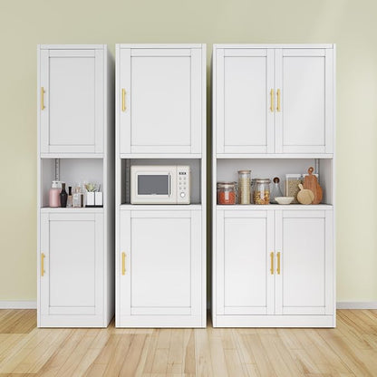 Ckzbx Tall Narrow Storage Cabinet 66.93" H Tall Bathroom Cabinet Metal Pantry Cabinets, 4 Adjustable Shelves for Kitchen, Home Office, Living Room, Dinning Room (20 inches Wide White)