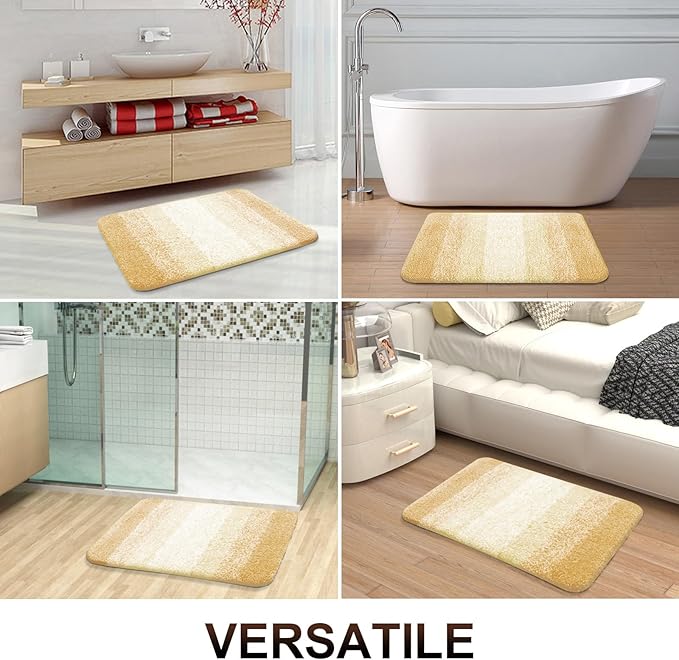 OLANLY Large Bathroom Rugs Mat 40x24, Extra Soft Absorbent Microfiber Bath Rug, Rubber Backing, Quick Dry, Washable Bath Mats for Bathroom Floor, Tub and Shower, Home Decor Accessories, Light Yellow