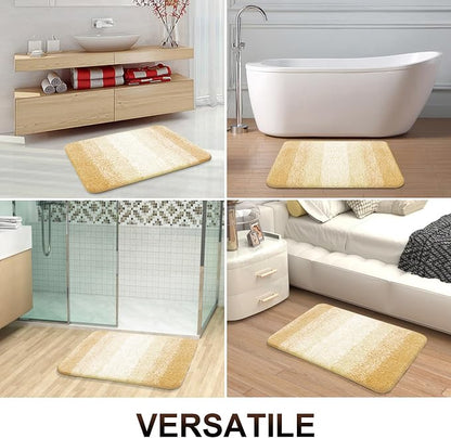 OLANLY Bathroom Rugs Mat, Extra Soft Absorbent Microfiber Bath Rugs, Rubber Backing, Quick Dry, Machine Washable Bath Mats for Bathroom Floor, Tub and Shower, Home Decor Accessories,47x17,Light Yellow