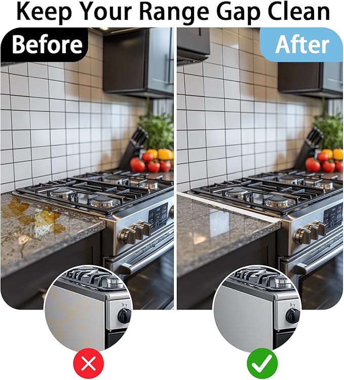 Stainless Steel Stove Counter Gap Cover (2 Pack, White), Stove Gap Guard, Stove Gap Filler for Kitchen, Range Trim Kit, Heat Resistant with Easy Clean, Adjustable Length 13.8” to 27.5”