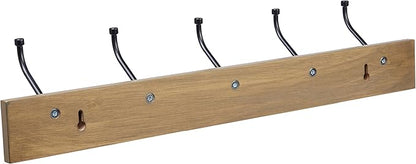 Amazon Basics Rectangular Farmhouse Wall-Mounted Coat Rack for Entryway and Bedroom, Storage Organizer, 5 Hooks, Barnwood | Farmhouse