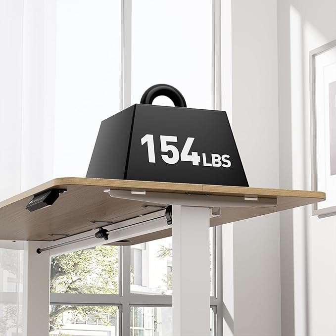 Electric Standing Desk 48 x 24 Inches, Height Adjustable Sit Stand Home Office Computer Desk with Memory Presets,Wood Color