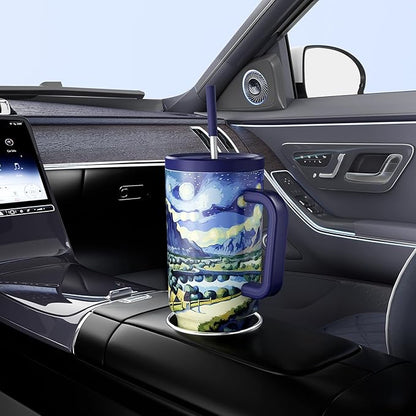 Meoky 40 oz Tumbler with Handle and Straw: Stainless Steel Insulated Tumbler with Lid and Straw - 100% Leak Proof Tumbler for Car Cup Holders - Travelers Commuters Workers, Pathway