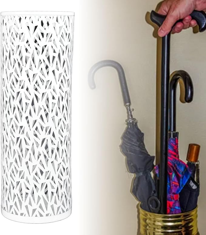 Umbrella Stand Rack for Entryway Metal Hollowed Freestanding Round Umbrella Holder Organizer Bin for Home Hotel Office Decor (Medium)