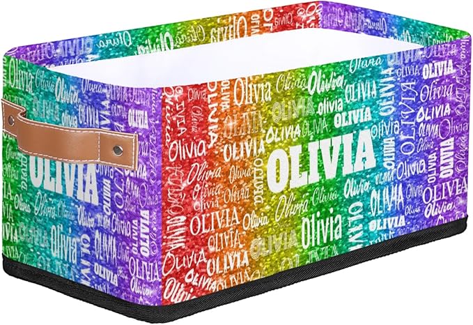 Personalized Name Toilet Paper Basket, Kids Small Toys Organize Bin, Books Shelf Basket, Clothes Towel Storage Bin for Nursery Home Decor, Bright Colorful Sequins