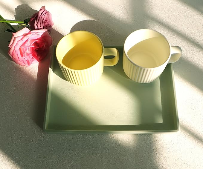 Green Small Serving Tray (9.5 x 7 inch), Countertop Organizer for Bathtub Bathroom Vanity Items, Serving Accessory, Coffee, Drinks, Tea, Party, Spa, Perfume and Display Use.