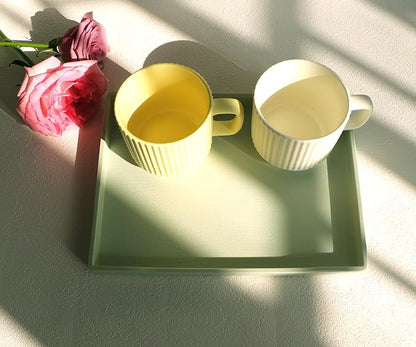 Green Small Serving Tray (9.5 x 7 inch), Countertop Organizer for Bathtub Bathroom Vanity Items, Serving Accessory, Coffee, Drinks, Tea, Party, Spa, Perfume and Display Use.