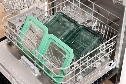 Crispa Teal Glass Food Storage Containers [8-Piece Set] Premium Silicone Lids, 100% Plastic-Free Non-Toxic Meal Prep Containers - (4) 40oz & 20oz Glass Tupperware - Leakproof, Freezer/Oven Safe