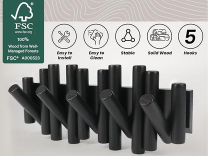 Wall Coat Rack - Wall Mounted Coats Rack - Coat Hanger Wall Mount Coat Racks - entryway Hooks Rack - Coat Rack Wall Key Holder - Wooden Coat Rack Walls Mount - Key Hooks for Walls Key Holder