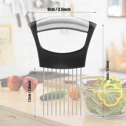 1Pc Onion Holder for Slicing, Onion Cutter for Slicing and Storage Onions, Tomato, Lemon, Eggs and Vegetables, Stainless Steel Onion Holder, Onion Slicer