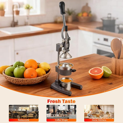 Manual Cast Iron Juicer, Commercial Lemon Squeezer, Professional Citrus Juicer, Ideal for Extracting Juice From Lemons, Oranges, and Grapefruits. Easy to Clean. (Gray)