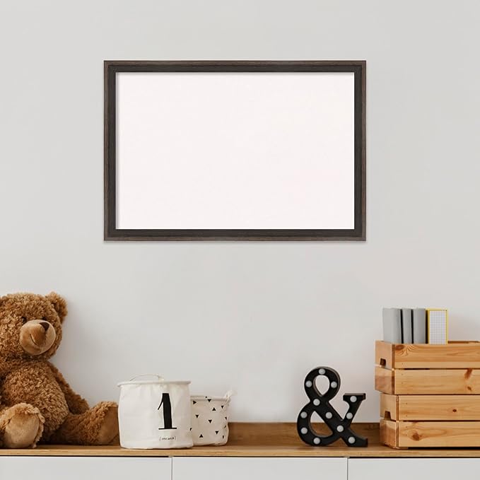 Amanti Art White Cork Board for Wall, 13x19 Vision Board with Brown Wood Frame, Small Corkboard Office Decor for Home Organization, Casual Corkboard Pinboard to Display Items for Home Organization in
